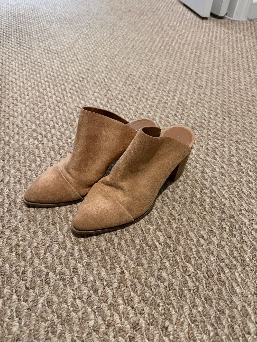 Report Tan Suede Pointed Mule Booties